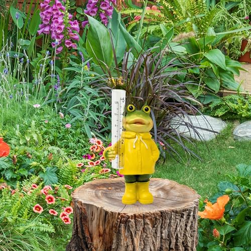 Resin Frog Rain Gauge Outdoor Weather Measurement Tool Garden Yard