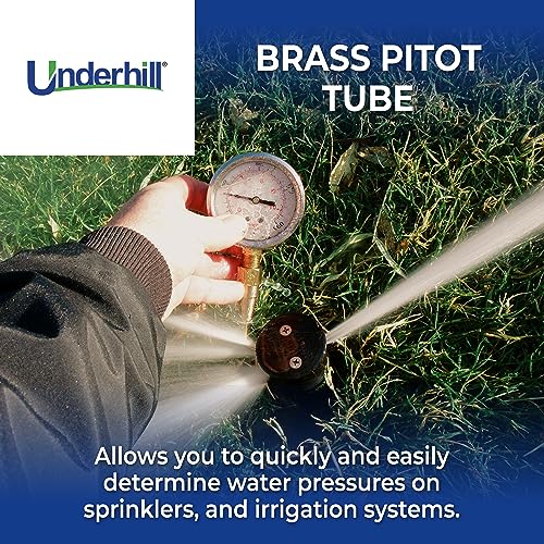 Underhill Pitot Tube Connection for Measuring Water Pressure on Sprinklers, Irrigation Systems, Outdoor Garden, Brass, HeadChecker, A-HCP
