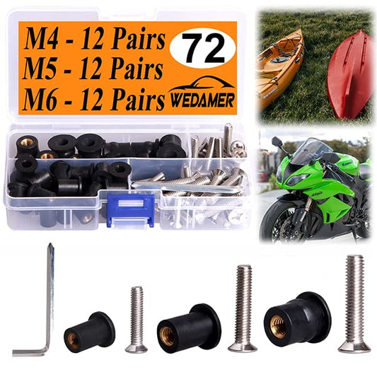 WEDAMER 36 Pairs M4 M5 M6 Neoprene Well Nuts Kit Rubber Well Nuts for Kayak - color: M4 M5 M6 each 12 Pairs