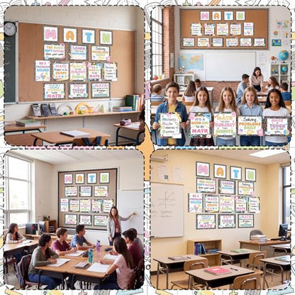 Marspark 15 Pcs Composition Notebook Math Posters for Classroom - style: Math