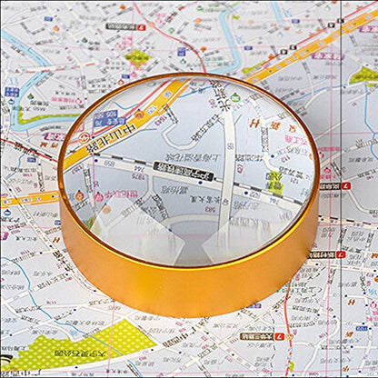 6X Domed Magnifying Glass 60mm Golden Desktop Paperweight Magnifier Reading Aid for Small Fine Print,Newspaper,Bible,Document Examination,Recipes, Craft and Map, Hand Polished & Light Gathering