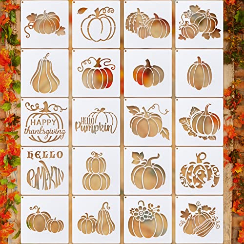 Tinlade 20 Pcs Fall Leaf Stencils Reusable Plastic Templates Leaf, Pumpkin - style: Pumpkin
