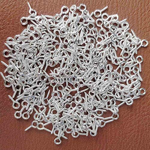 300PCS Small Screw Eye Pins, Eye pins Hooks,Mini Screw Eye Pin Peg 10x5mm - color: Silver