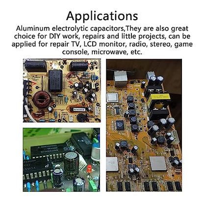 460pcs Electrolytic Capacitor Kit, 24 Values 6.3V-50V 1uF-1500uF