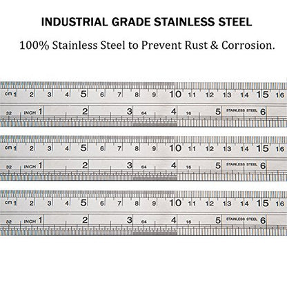 ZZTX Metal Ruler 12 Inches Stainless Steel 6 Pack