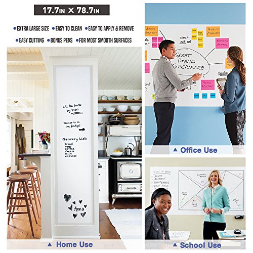 Nicpro Dry Erase Whiteboard Sticker Wall Decor 17.7" X 78.7"(6.5 ft) Paper