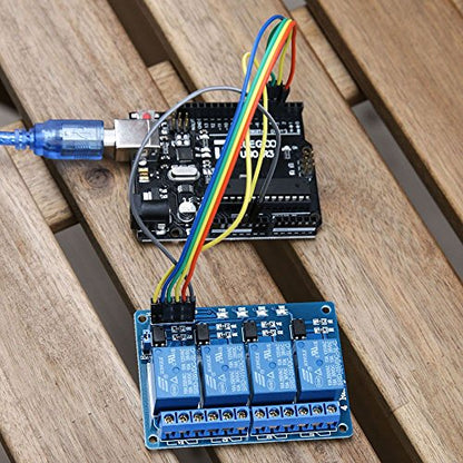 ELEGOO 4 Channel DC 5V Relay Module with Optocoupler for Arduino Projects - size: 4 Channel