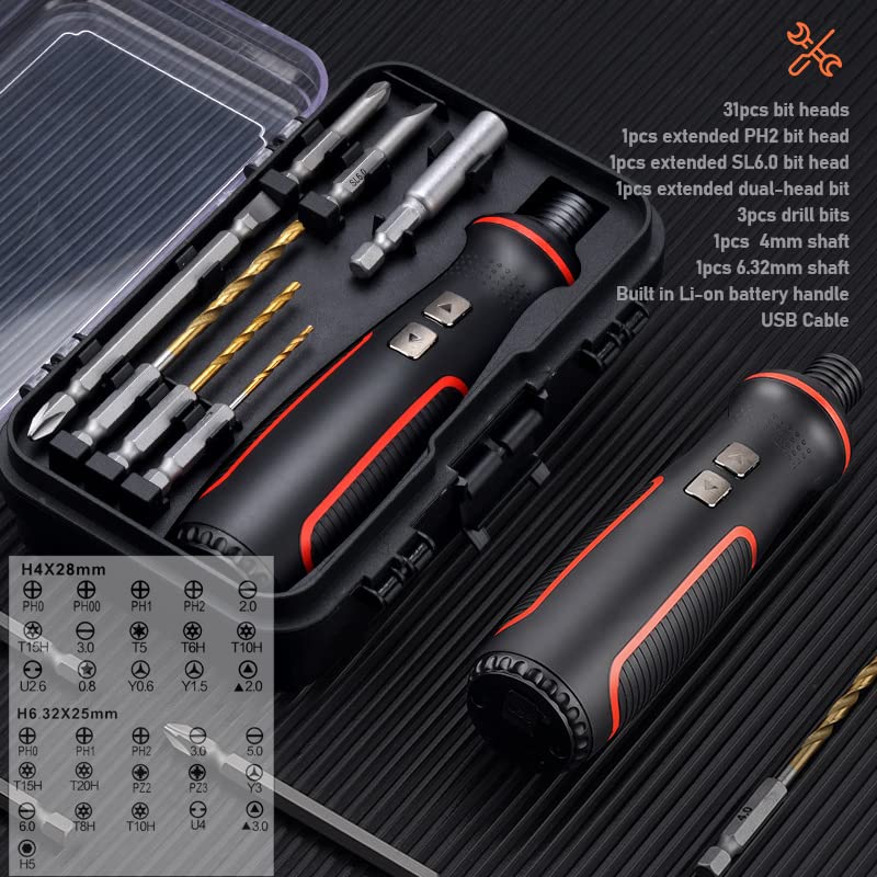 Electronic Precision Screwdriver Set LED Lights 41pcs in 1 Case S2 Alloy Steel HRC 56 Hardness Bits Space-saving Built-in 2000mAh Li-on Battery Easy Install or Remove (9907) - size: 9907