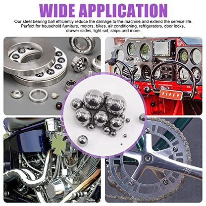 Swpeet 330Pcs 16 Size 1mm 2mm 2.5mm 3mm 3.5mm 4mm 4.5mm 5mm 5.5mm 6mm 7mm 8mm 9mm 10mm 11mm 12mm Metric Steel Loose Bicycle Bearing Steel Ball Precision Balls Assortment Kit for Bicycles Casters