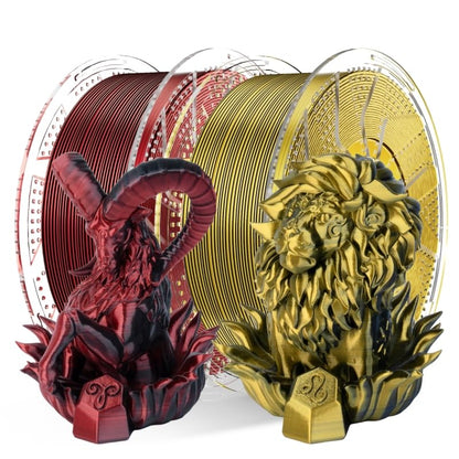 Chitu Systems Conjure Silk PLA 3D Printer Filament, 2KG Spool (4.4lbs), 1.75mm Dual Color Filament, Dimensional Accuracy +/-0.02mm, Silk 3D Printing Filament Bundle, (Black Gold + Black Red 2-Pack) - color: Black Red+black Gold-2kg, size: B-Silk PLA-Dual