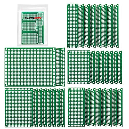 Chanzon 34 Pcs Double Sided FR4 PCB Board Tinned Through Holes 5 Sizes - size: 1) 34pcs Kit