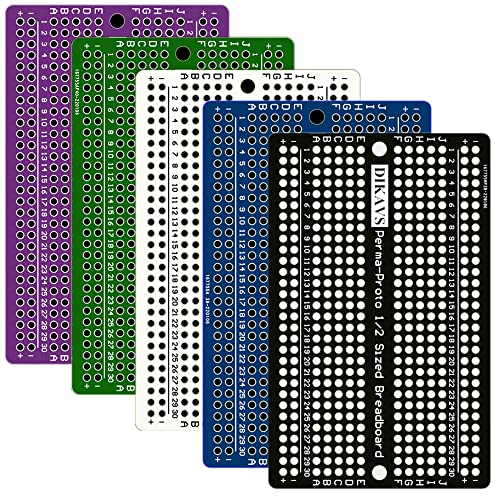 1/2 Sized Double Sided Prototype PCB Prototype Board Solder-able Breadboard for Arduino (5Pack, Multicolor) - color: 1/2 Sized Multicolor