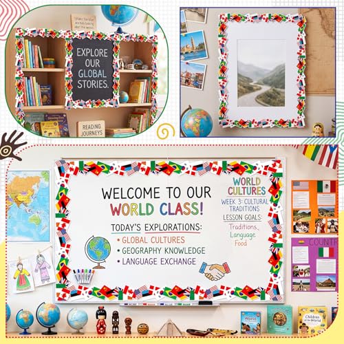 Containlol 118ft Bulletin Board Border Classroom Border, International Flag - style: International Flag