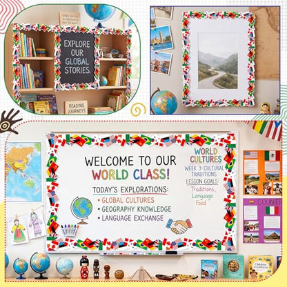 Containlol 118ft Bulletin Board Border Classroom Border, International Flag - style: International Flag
