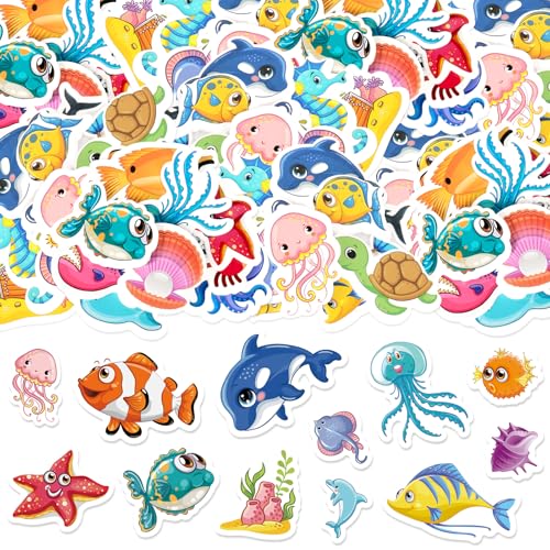 300Pcs Ocean Sea Animal Foam Stickers, Colorful Ocean Foam Crafts Stickers for Home DIY Arts Crafts Theme Party Favors Decor - style: Sea Animals