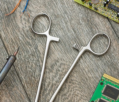 SE 12-Inch Stainless Steel Straight Forceps - Self-Locking, Serrated Tip for Precision Grip and Clamping - Perfect for Crafting, Fishing Tasks, Jewelry Making, and More! -612FS - size: 12", style: Straight