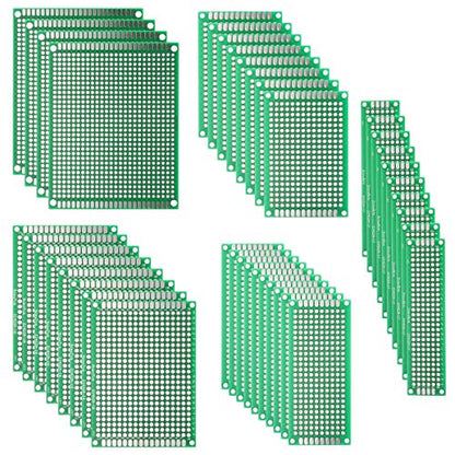 40PCs PCB Board Prototyping PCBs Circuit Boards Kit | 5 Size Universal untraced Perforated Printed Circuits Boards | Solder-able Circuit Protoboards for DIY Soldering Electronic Projects - size: 40PCs