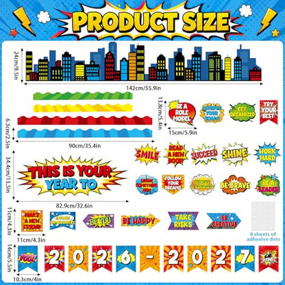 This is Your Year Bulletin Board Set Super Themed Classroom Decoration Inspirational Hero Welcome Back to School Decoration Cutouts for Back to School Office Classroom Home Chalkboard Wall Door Decor - style: This is Your Year to