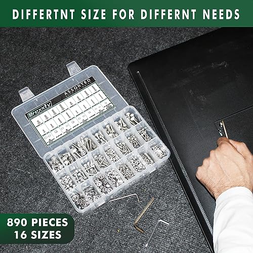 880 Pcs Metric Socket Head Cap Screws Kit, 304 Stainless Steel