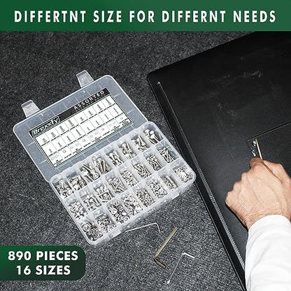 880 Pcs Metric Socket Head Cap Screws Kit, 304 Stainless Steel