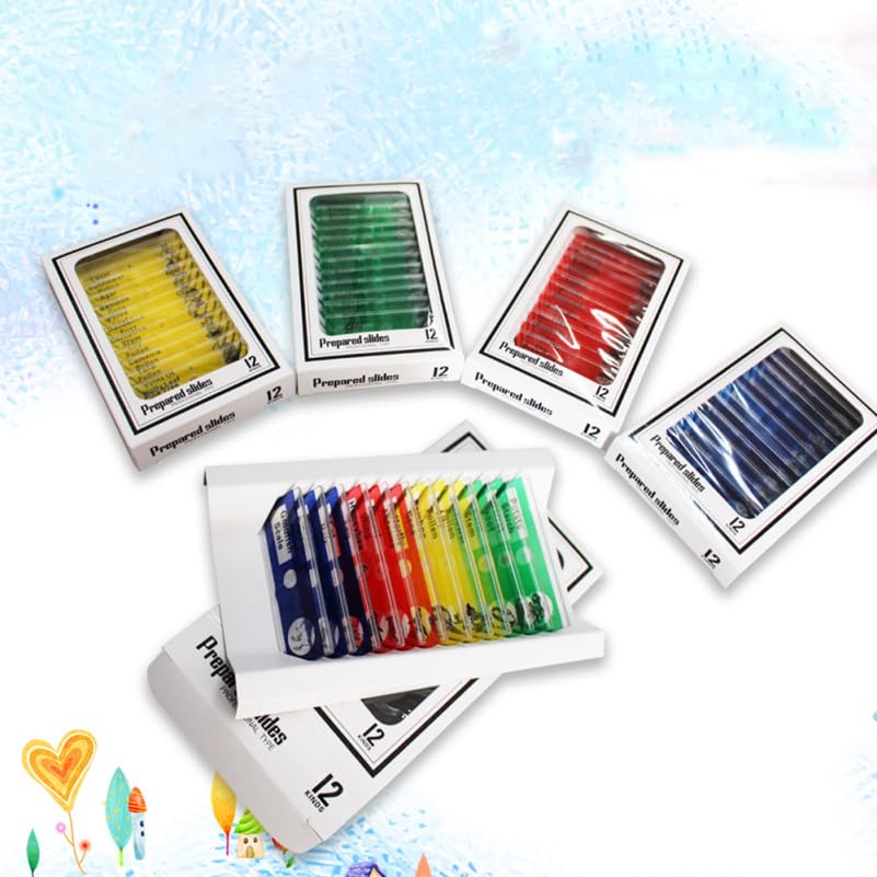 Kids Microscope Accessories 12pcs Plastic Slides Prepared Specimens Set