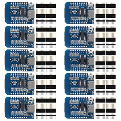 AITRIP 10pcs Development Board D1 MINI Type-C USB NodeMcu Mini Wireless D1 Module for ESP8266 ESP-12F 4M Bytes WLAN WiFi Internet Development Board Compatible with Arduino