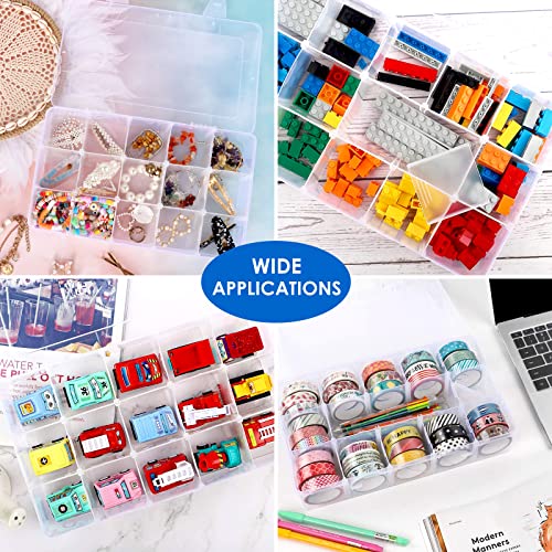 Bead Organizer Storage 2 Pack 15 Grid Clear Plastic Tackle Box Adjustable - size: 2pcs