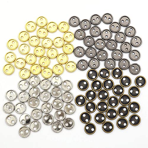 Youmeizer Wiosny 100Pcs 4 Colors Mini Metal Buttons 5mm(13/64inch) 2 Hole Mini Metal Round Buttons DIY Hand Sewing AIDS Doll Clothes (4 Colors Mixed, 5mm(13/64inch)) - size: 5mm( 13/64inch)