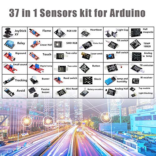 37/Set Sensor Assortment Kit 37 in 1 Sensor Module Starter Kit for Arduino MCU Educ(Infrared/Temperature/Avoid Obstacle/Buzzer Sensor etc)