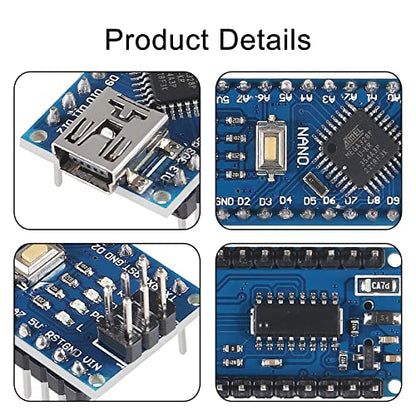 2-Pack Nano Board, D-FLIFE for Nano V3.0 ATmega328P CH-340 Development Board Without Cable Mini USB Port with PIN Headers Pin Unsoldered (Welding) - color: welding