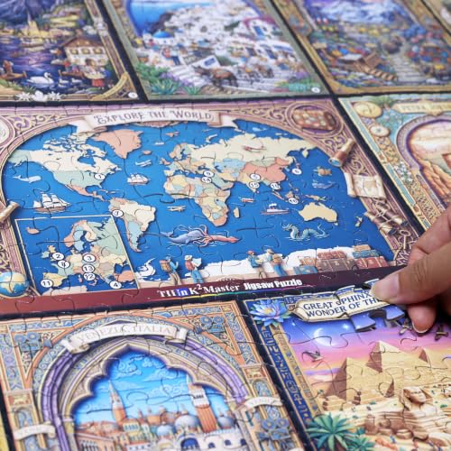Think2Master Travel the World 500 pieces Large Format Jigsaw Puzzle: 13+, teens, adults & families. Embark on a global adventure with this stunning travel-themed puzzle Great gift. Size: 26.8” X 18.9” - style: Travel the World