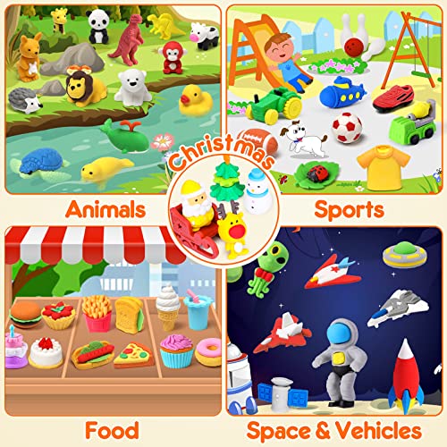 Palmatte 140PCS Animal Erasers Bulk Treasure Box Prizes for Kids Classroom