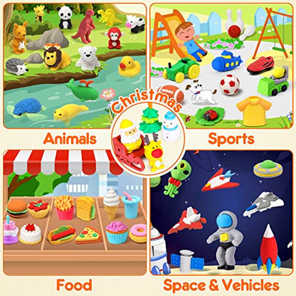 Palmatte 140PCS Animal Erasers Bulk Treasure Box Prizes for Kids Classroom