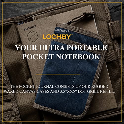 LOCHBY® Pocket Journal | Tomoe River 3.5" x 5.5" Notebook | Waxed Canvas | Ideal for Travelers & Daily Use, Fits Field Notes, Moleskine Cahier - color: Navy V1, size: Pocket-size Zipper