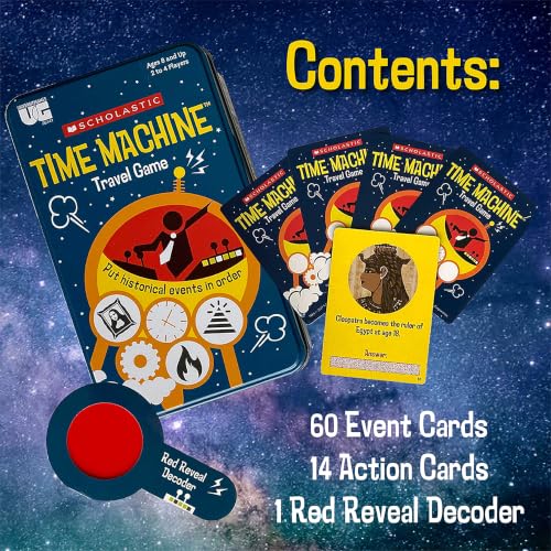 Scholastic Time Machine History Travel Card Game Tin, History Game, Ages 8+