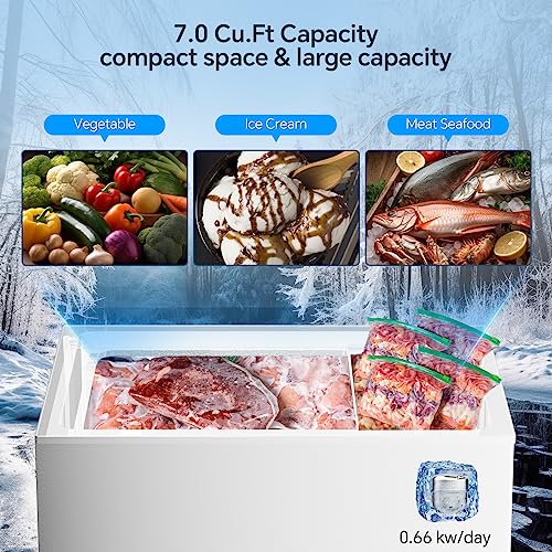 Kismile 7.0 Cubic Feet Chest Freezer, Deep Freezer for Home, Black - color: Black, size: 7.0 Cu.ft