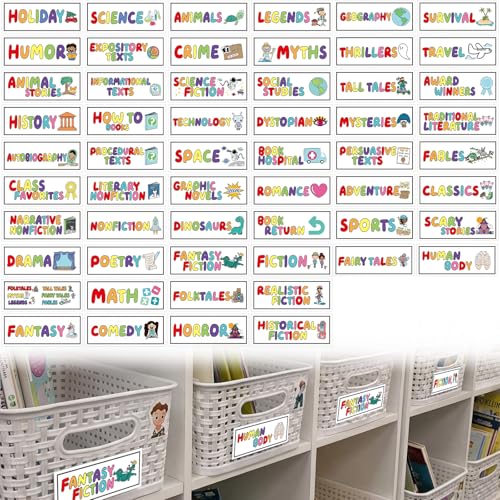 Tinlade 56 Pcs Classroom Reading Corner Label Library, Cute - style: Cute