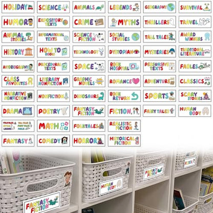 Tinlade 56 Pcs Classroom Reading Corner Label Library, Cute - style: Cute