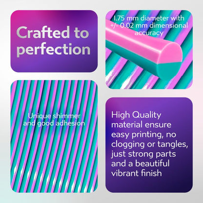 Cookiecad Silk PLA Filament Dual Color, Mermaid, 1.75mm 2kg for 3D Printer - color: Mermaid Dual Silk (2-pack)