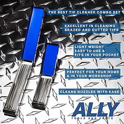 ALLY Tools Professional Large and Small 12 Wire Oxy-Acetylene Tip Cleaner Set for Cleaning Welding Cutting Nozzles/Tips, Gas Orifices, Carburetors, Spray Guns, Paint Guns, Sprinklers, and Shower Heads