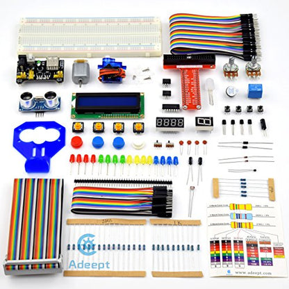 Adeept Ultrasonic Distance Sensor Starter kit for Raspberry Pi 4 3 RPi 2 Model B+ B, LCD1602, Motor, 160 Items, and Python Code, Learn Electronics Programming for Beginners with Detailed Tutorials