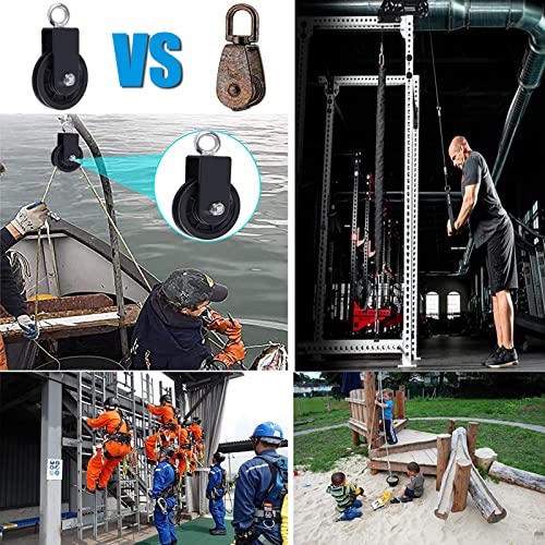 SERTT Gym Pulley System, Fitness Swivel Pulley Wheel with Hanging Strap Carabiner, Swivel Pulley Block for DIY Home LAT Pulldown and Lift Cable Machine - color: 1 PC