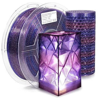 iSANMATE 3D Printer Filament Clear PLA, Multicolor Transparent Transition Glitter Filament, Gradient Purple Blue Multicolor PLA Filament, 3D Printing Filament 1KG/2.2lb, Blue Violet Galactic - color: B- Glitter Blue Violet Galactic