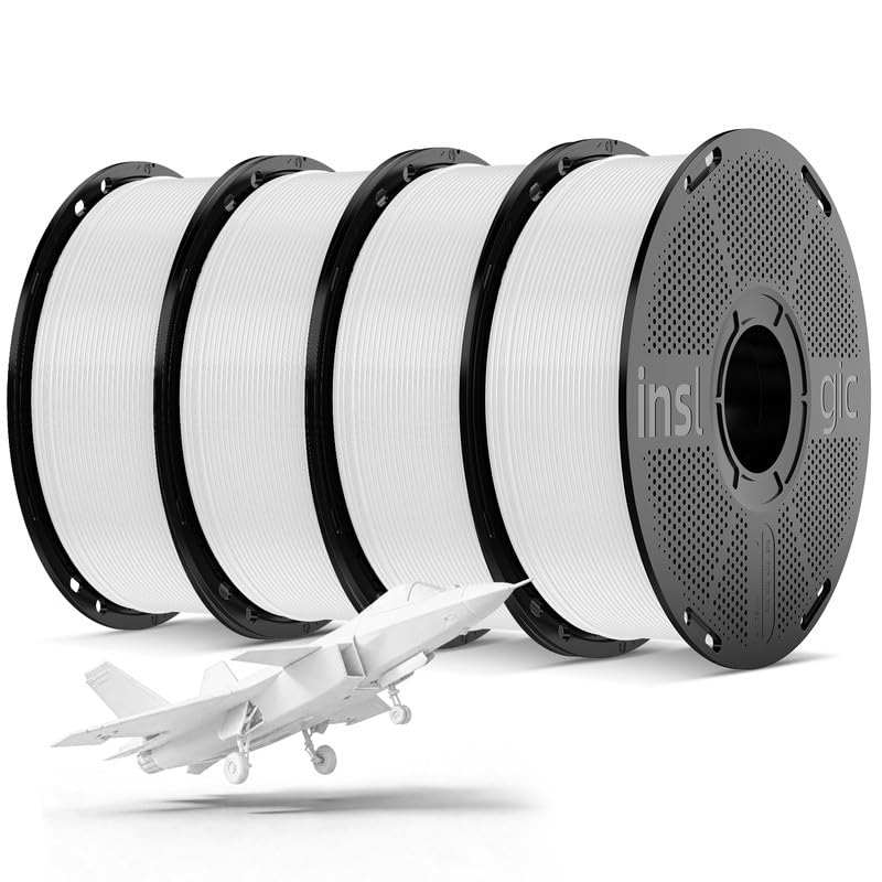 Inslogic Pre-Dried White PLA Pro Filament 4KG, Pla Plus Filment, Bundle - color: 4kg White+white+white+white