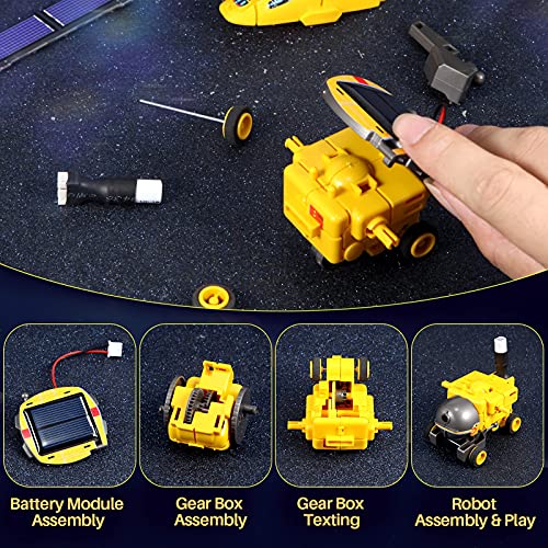 COBFDHA STEM Projects for Kids Age 8-12, Science Kits Boys, Solar Robot Space Toys Gifts 8-14 Year Old Teen Boys Girls, 120Pcs Building Experiments Robots Teenage Ages 9 10 11 12 , Yellow - color: Yellow