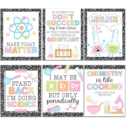 6 Science Posters for Classroom Decor Motivational Wall Art Biology Posters - color: Composition Notebook