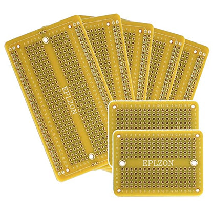 Solderable Breadboard PCB Board Gold-Plated Solder Breadboard for DIY Electronics Projects Apply to Arduino Soldering Projects 3.5"x2.05" (5 Pack + 2 Mini Board, Yellow) - color: Yellow