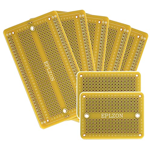 Solderable Breadboard PCB Board Gold-Plated Solder Breadboard for DIY Electronics Projects Apply to Arduino Soldering Projects 3.5"x2.05" (5 Pack + 2 Mini Board, Yellow) - color: Yellow