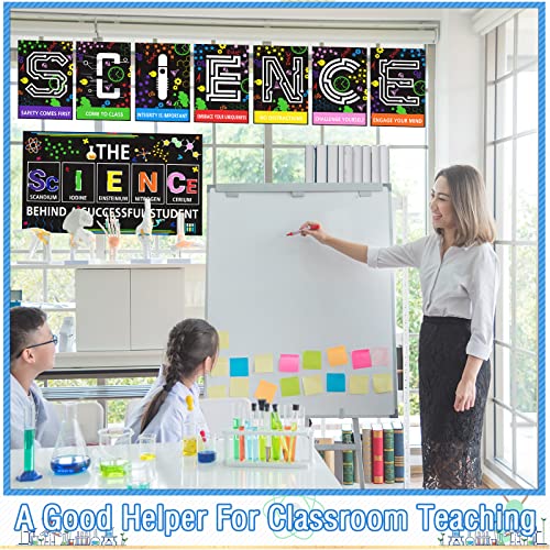 Yexiya 8 Pieces Science Classroom Decoration Science Poster Science Matters Poster Scientific Method Posters Bulletin Board Science Class Posters Wall Decor for School Teachers (Black)