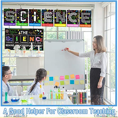 Yexiya 8 Pieces Science Classroom Decoration Science Poster Science Matters Poster Scientific Method Posters Bulletin Board Science Class Posters Wall Decor for School Teachers (Black)